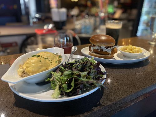 Lentil Shepherd’s Pie and Chik’n Katsu Sando with Mac and Cheez!  at Cider Press Pub in St Petersburg