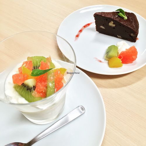cake and yogurt included in our dinner sets at Kaemon Asakusa in Tokyo