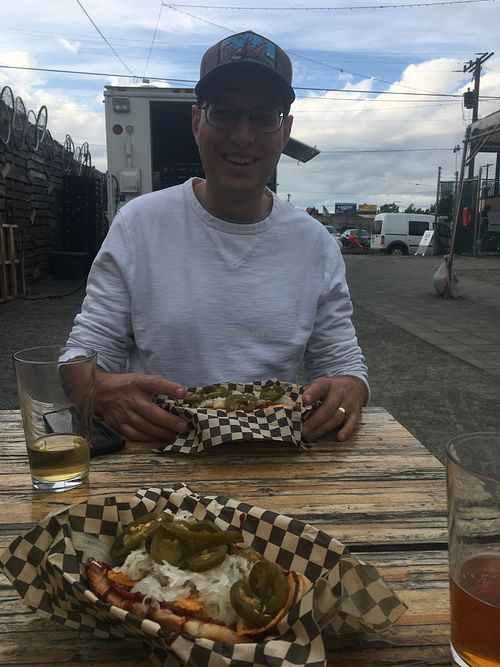 Insane hotdogs - cant recall what they were called but there were a LOT of ingredients at Cycle Dogs in Seattle