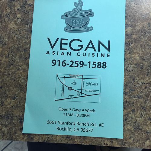 info at Pho Vegan Asian Cuisine in Rocklin