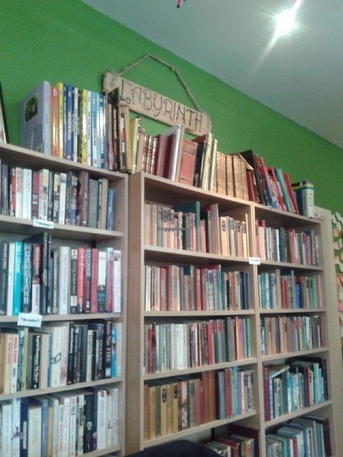 Books galore at Labyrinth Holistic Cafe in Stockton On Tees