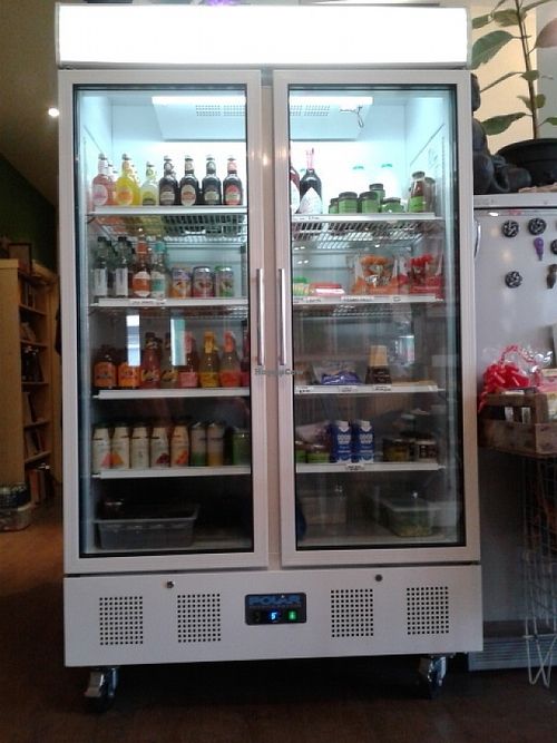 Deli fridge at Labyrinth Holistic Cafe in Stockton On Tees
