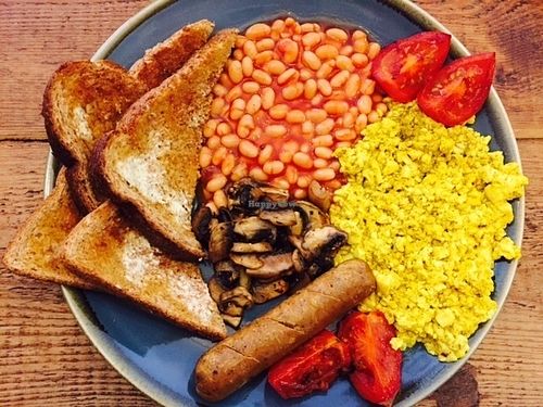 Vegan English breakfast  at Vegan Hippo in London