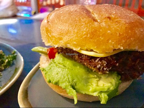 jackfruit burger!!! at Vegan Hippo in London