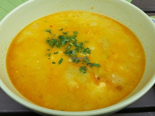 corn soup at Organitheka in Warsaw