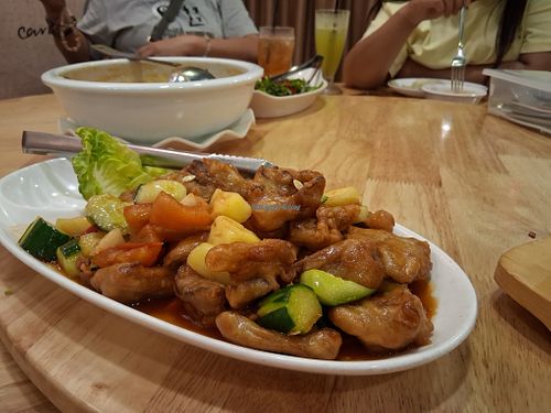 Sweat n sour mushrooms  at Vege Coffee in Johor Bahru