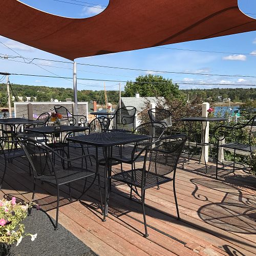 Deck seating at Laan Xang in Belfast