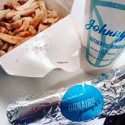 The trio for 9.99 with vegan donair at Johnny K's in Halifax