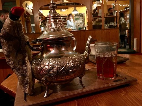 Moroccan mint tea service  at Dobra Tea in Asheville