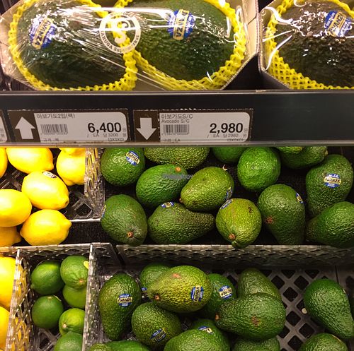avocados at Saruga Organic Supermarket 사러가 슈퍼마켓 in Seoul