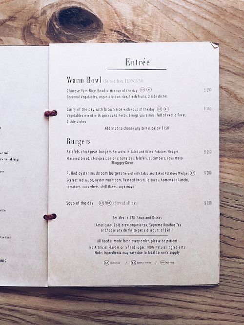 Menu  at MuYe - Mottainai in Kaohsiung