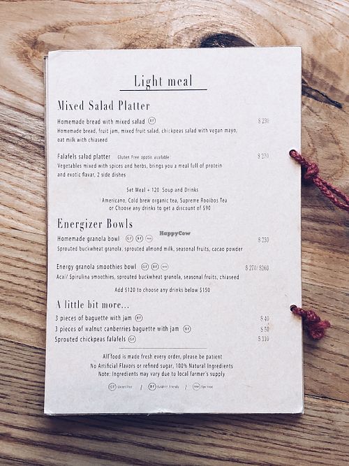 Menu  at MuYe - Mottainai in Kaohsiung