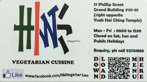 card  at HW Vegetarian in Central Singapore