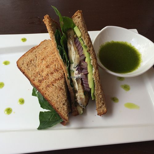 Our ezequiel bread Sandwhic at Bio-Organicos in Playa Del Carmen