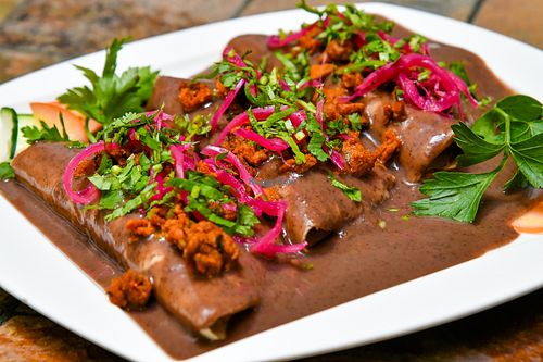 Vegan enfrijoladas at Bio-Organicos in Playa Del Carmen