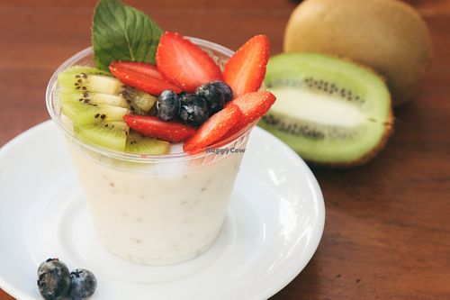 Venga coconut pudding with chia at Bio-Organicos in Playa Del Carmen