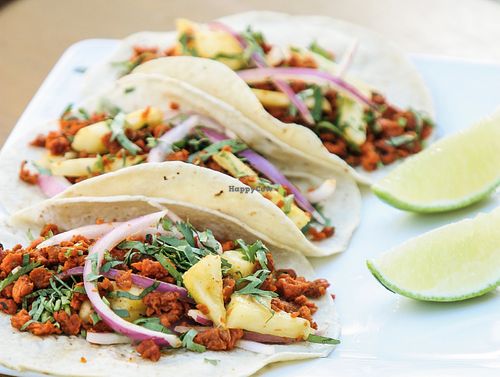 Vegan tacos al pastor  at Bio-Organicos in Playa Del Carmen