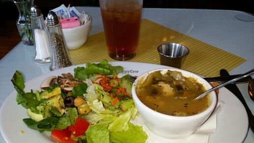 vegan Cobb salad and dilled veggies soup  at Black-Eyed Susan Acoustic Cafe in Angelica