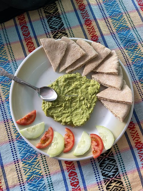 Guacamole & pita appetizer 18Q  at Shanti Shanti in San Pedro La Laguna