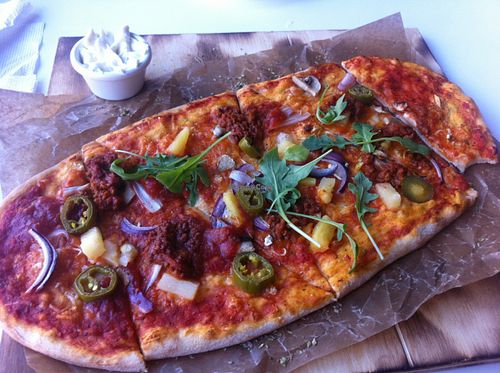 The pizza - at least there was a vegan sauce. at Pizzeria Bomb in Helsingborg