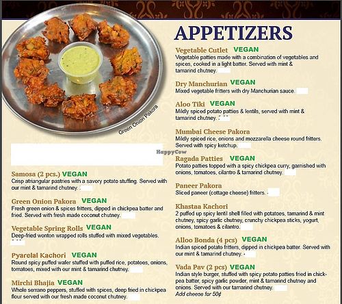 menu page 3 (sent from restaurant upon request) at Shri Balaji Bhavan in Houston