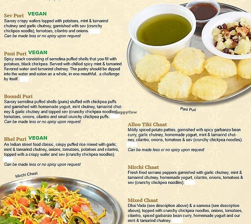 menu page 6 (sent from restaurant upon request) at Shri Balaji Bhavan in Houston