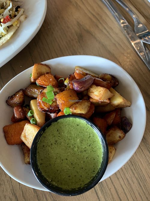 Sweet potato hash. Mix of potatoes, sweet plantains and sweet potatoes. Delicious 😋  at Paladar Latin Kitchen in Woodmere