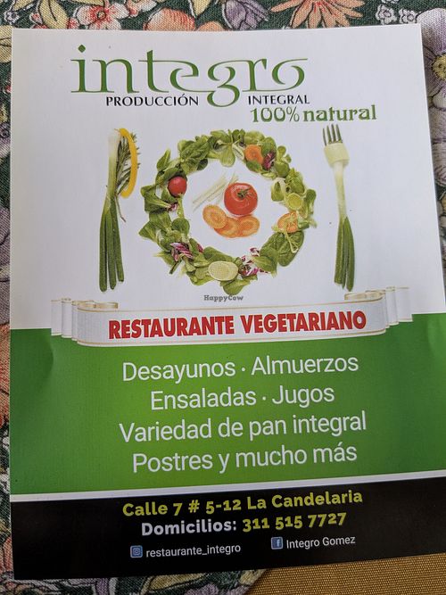 Flyer at Restaurante Integro in Bogota