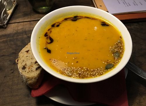 excellent potatoe-carot-apple soup at Die Pause in Marburg