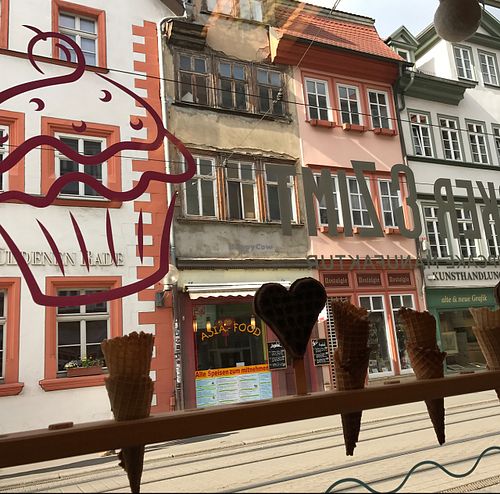 view from inside out at Zucker & Zimt in Erfurt