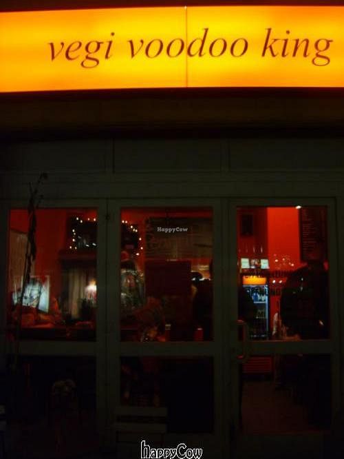 Old / original signage - Vegi Voodoo King by night at Vegi in Stuttgart