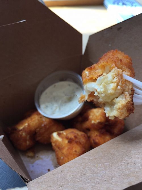 These buffalo cauliflower bites are out of this world! And I hate cauliflower! at Blossom du Jour - Upper West Side in New York City