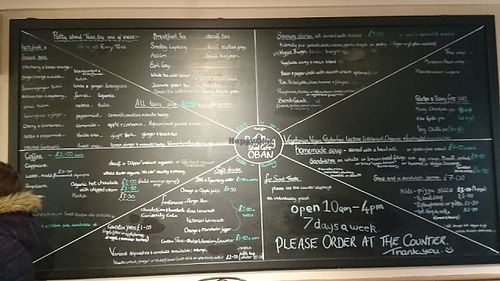 menu at The Little Potting Shed Cafe in Oban