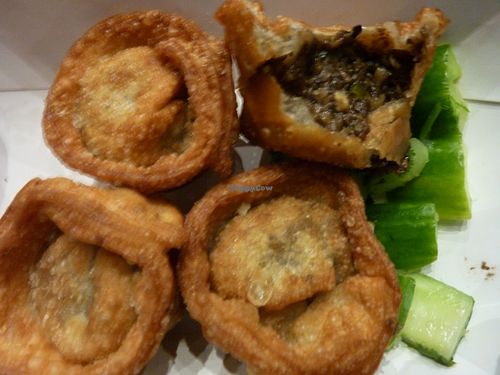 Delicious mushroom wontons at Vegan Soul Wellness Festival at S+M Vegan in Oakland