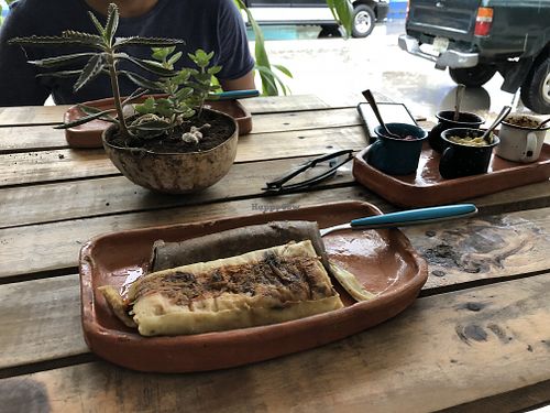 Tamales de jamaica con zanahoria y frijol con hoja santa at Suculenta in Tulum