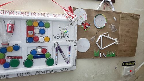 Decorations at Bao An Vegan (formerly Vegan Banhmi) in Hanoi