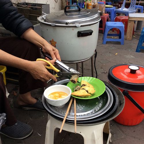 Spring rolls and what looked like empanadas - so delicious! at Bao An Vegan (formerly Vegan Banhmi) in Hanoi