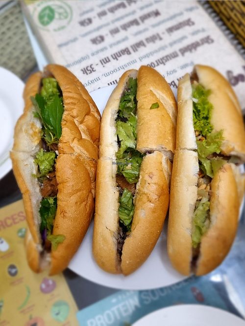 From Left to Right - Protein Bahn Mi, Mixed Bahn Mi, Tofu Ball Bahn Mi at Bao An Vegan (formerly Vegan Banhmi) in Hanoi