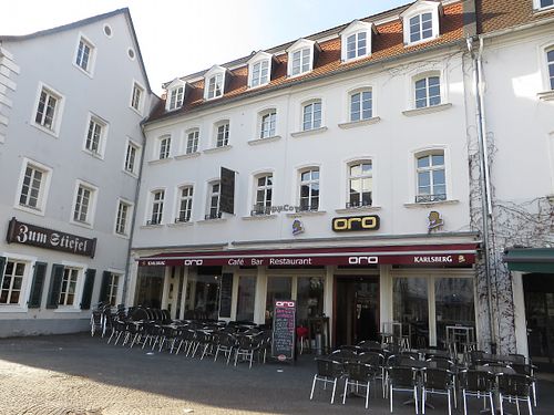 entrance with outdoor seating at Oro in Saarbrucken