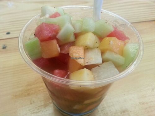 fruit with chili at La Veggicheria in Tijuana