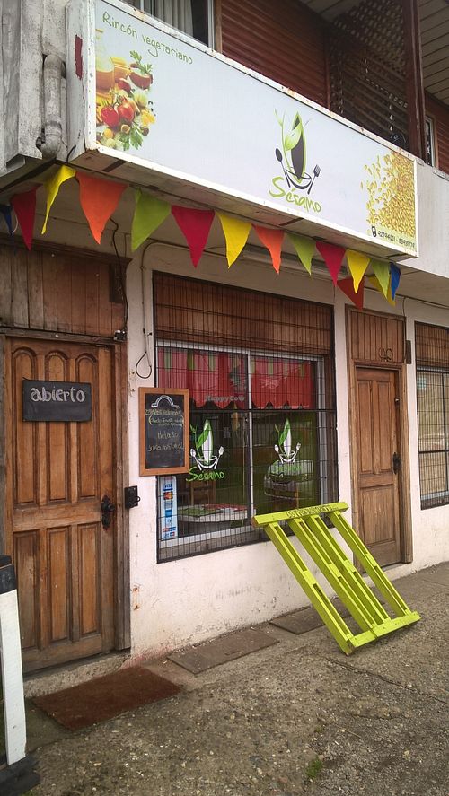 lentil burger at Sesamo Rincon Vegetariano in Valdivia