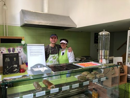 The lovely owners  at Vege Fino Za Sve in Zagreb