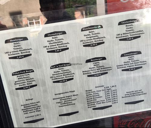 menu at Burger Lokal in Marburg