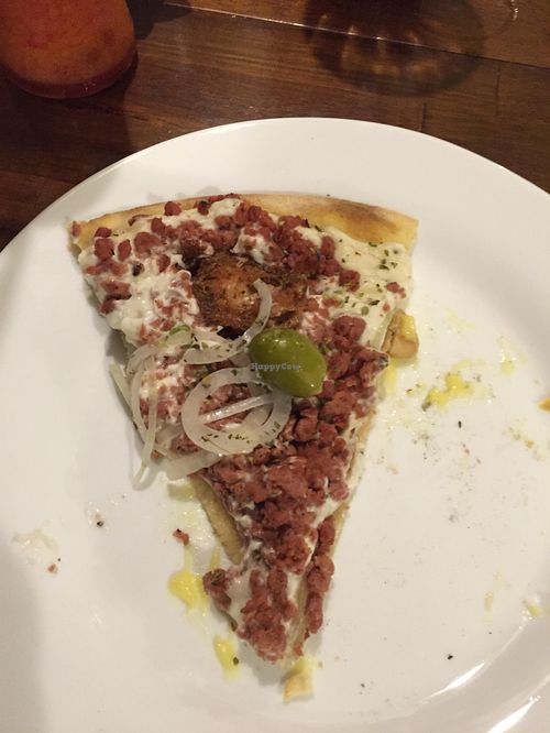 Vegan pizza - ''Calabresa''. at Barao Natural - B4 in Sao Paulo