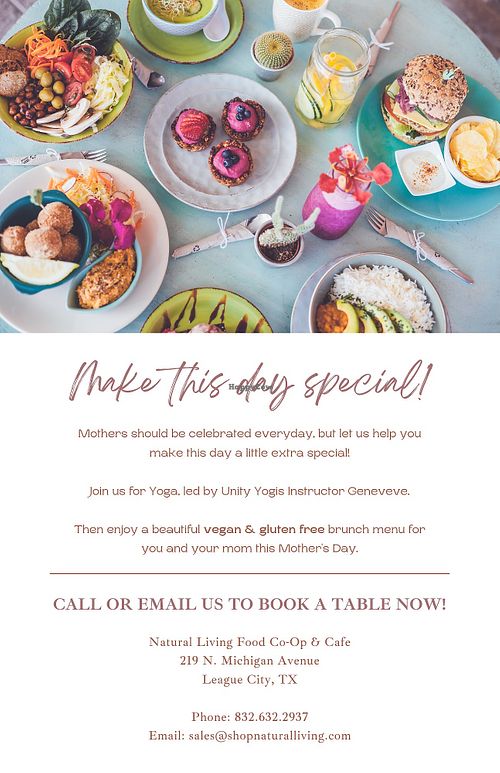 RSVP to reserve your table! Limited spots available! at Natural Living Food Co-op and Cafe in League City