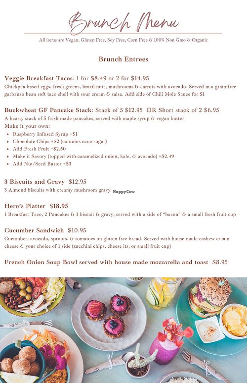 Mother's Day Vegan & Gluten Free Brunch Menu May 2024 - Check out our alcohol-free kombucha mimosas! at Natural Living Food Co-op and Cafe in League City