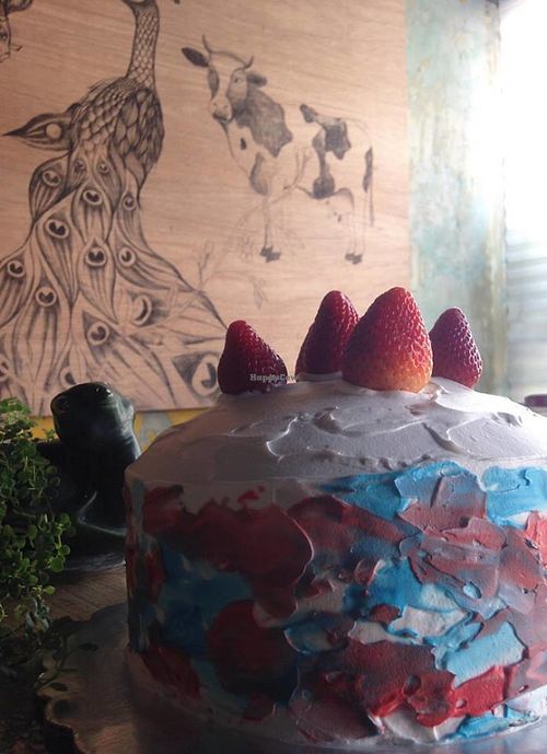 Vegan cake at La Ruta Vegana in Mazatlan