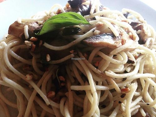 Pasta al pesto at La Ruta Vegana in Mazatlan