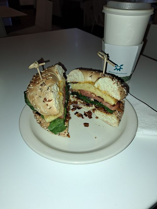 Vegan breakfast bagel at Morning Brew - Kailua in Kailua