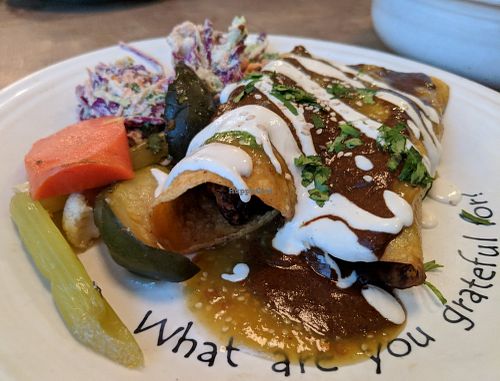 Mole Enchiladas at Cafe Gratitude in San Diego
